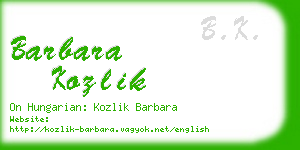 barbara kozlik business card